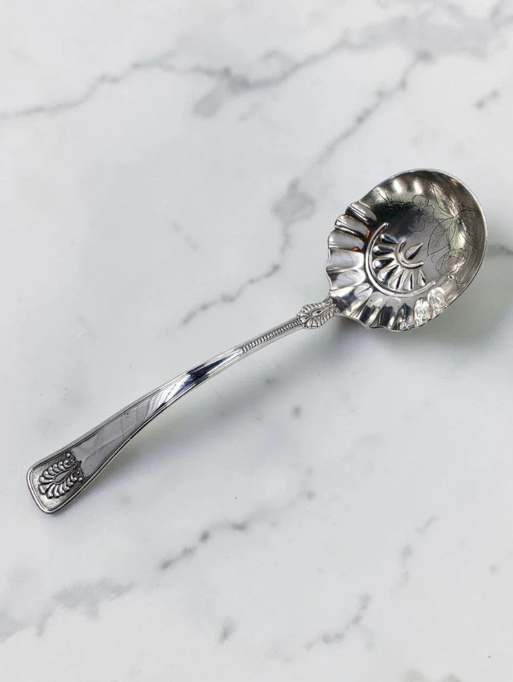 Towle Silver Norwood Pattern Punch Ladle Glossy Silverplate No Mono Ornate